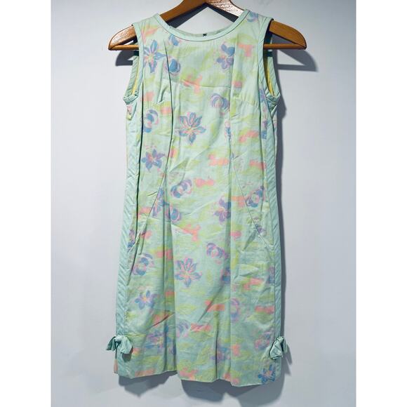 1960s Vintage Sleeveless Shift Dress Mod Tiger & Floral High Neckline Medium JL - Picture 1 of 13